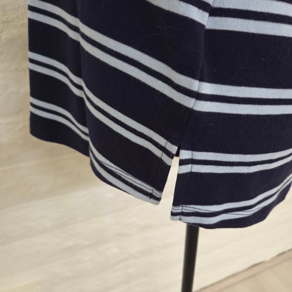 Isaac Mizrahi Top Womens Medium Blue White Stripe Cotton Scoop Neck Bell Sleeve - Picture 8 of 10